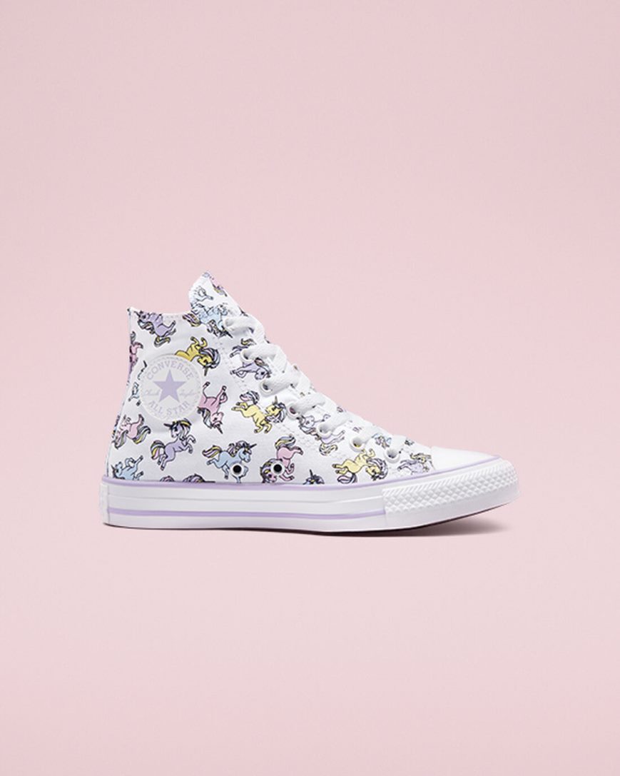 Tenisi Inalti Baieti Converse Chuck Taylor All Star Unicorns Albi Gri Violet | RO POWZ13860